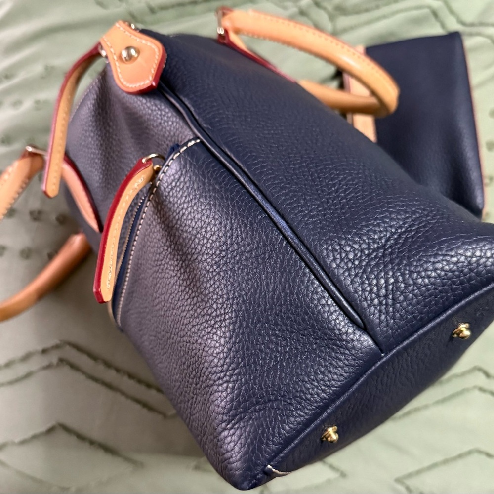 Dooney & Bourke Navy and Tan Satchel - Picture 11 of 14